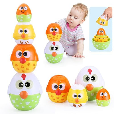 8 PCS egg stacking tower ，stacking game educational toy gift for babies