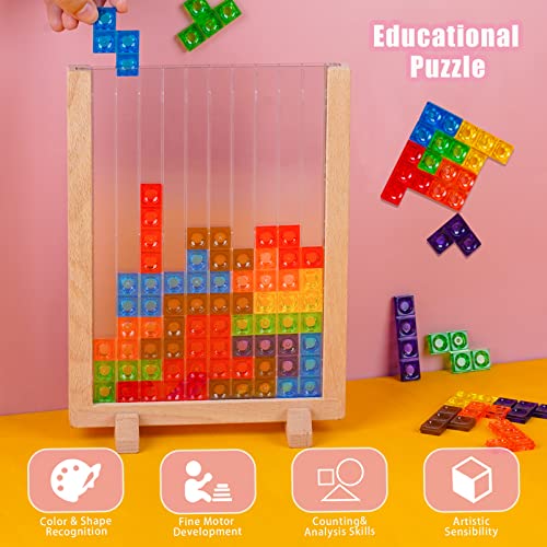 3D transparent brain toy, Tetris game puzzle set, intelligence colorful blocks brain toy