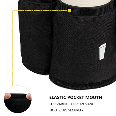 Suitcase Drink Holder for Coffee Drinking Cup Bottle Holder Luggage Cup Holder Additional Bag - Foldable Practical Travel Accessories Accessories for Travelers, Flight Attendants Black