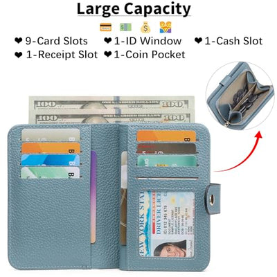 Fermeture Éclair Portefeuille avec Poche à Monnaie et Protection RFID