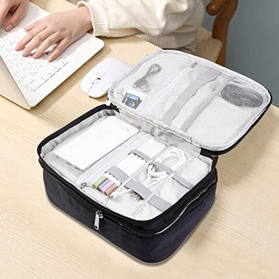 Cable Bag Universal Travel Cable Organizer Bag Cubes Cable Case,3 Layer Waterproof Adjustable Cable Organizer for Mobile Phone Charging Cable, Powerbank, USB Sticks, SD Cards