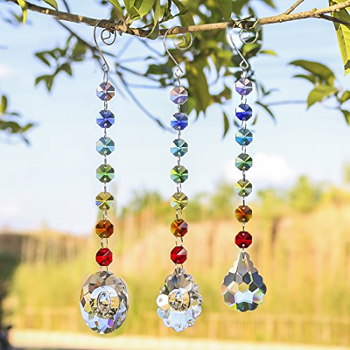 3 pieces crystal rainbow suncatcher,Hanging glass suncatcher with chaрусс