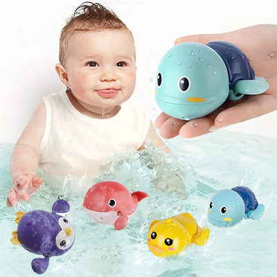 Bath toy baby 4-piece animal water toy children whales and turtle clockwork floating