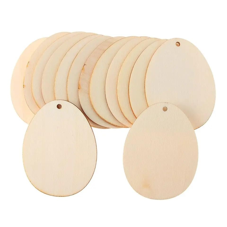 Ostern Holzanhänger 40pcs Ostereier Dekoration mit String DIY Handwerk
