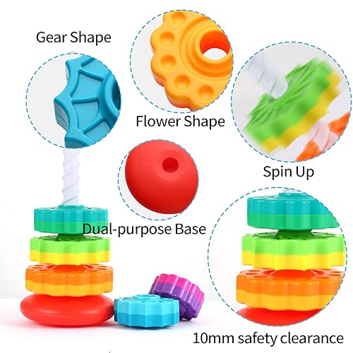 Spinning Stacking Toys - Rainbow Tower, Kids Stackable Spinning Toy, educational toy for children