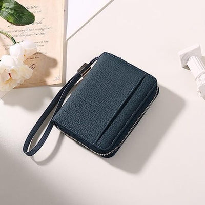 Leather wallet protective credit card holder, wallet with zipper, organ-style wallet, business card holder with many compartments