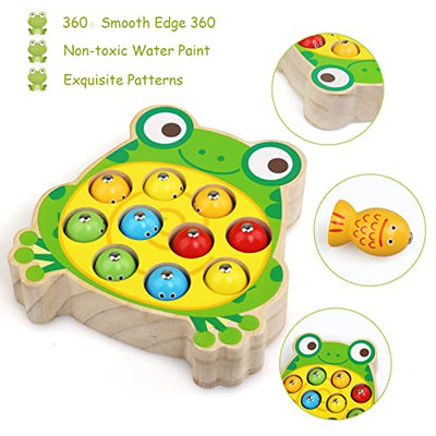 Wooden toy Magnetic fishing game Wooden toy, baby motor skills toy