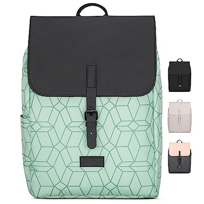 Backpack Small Mint Pattern - Ida - Small backpack for leisure, university or city - With laptop compartment (up to 13 inch) - Elegant & Sustainable - Water repellent