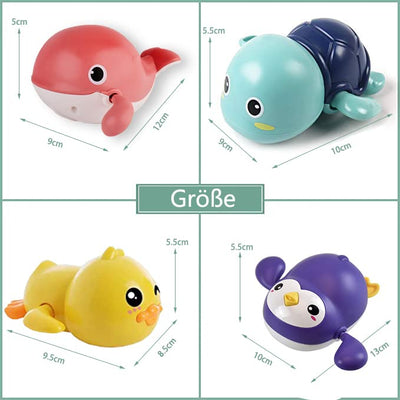 Bath toy baby 4-piece animal water toy children whales and turtle clockwork floating