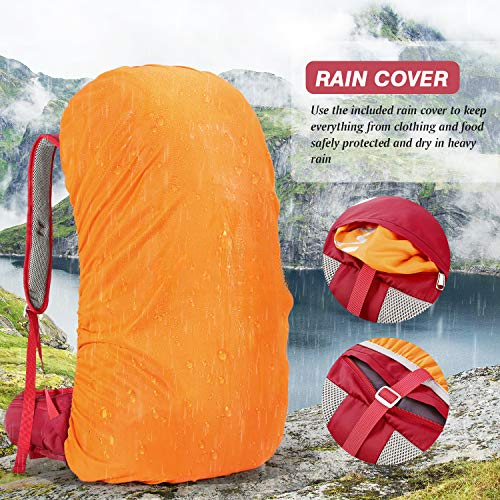 Hiking Backpack 50L, Waterproof Trekking Backpack Travel Backpack Outdoor Hiking Backpack With Rain Cover, Backpacker Backpack For Hiking, Mountaineering, Camping, Travel Sports