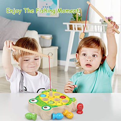 Wooden toy Magnetic fishing game Wooden toy, baby motor skills toy