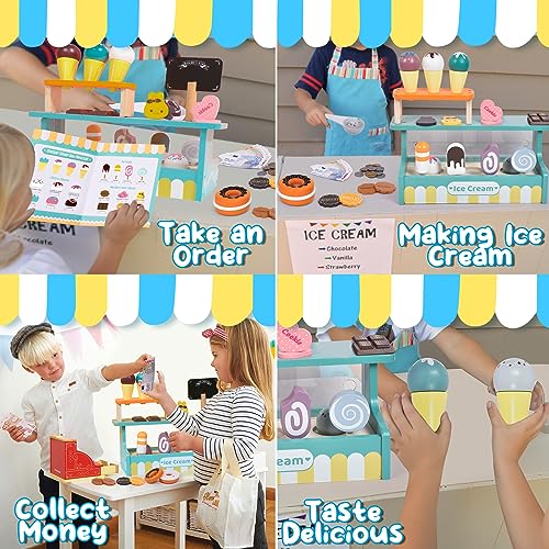 Toy store accessories kitchen accessories children wooden handle food play money ice cream store ice cream parlor