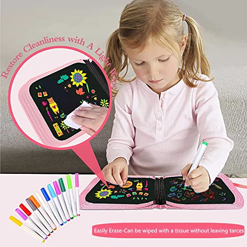 Coloring book for children, portable wipeable graffiti drawing board with 12 colored pencils