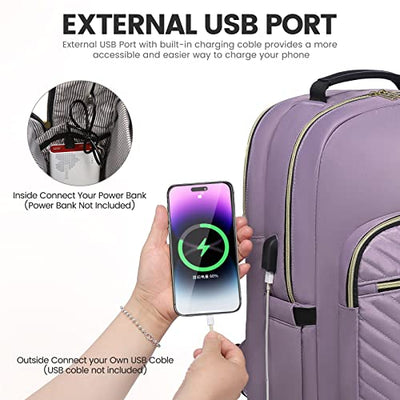 Backpack , Waterproof Laptop Bag Daypacks Elegant School Backpack with USB Charging Port