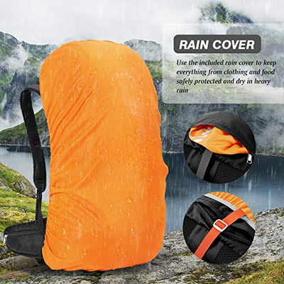 Sac à dos de randonnée 50 L, sac à dos de trekking étanche, sac à dos de voyage, sac à dos de randonnée en plein air avec housse de pluie, sac à dos de routard pour la randonnée, l'alpinisme, le camping, les sports de voyage