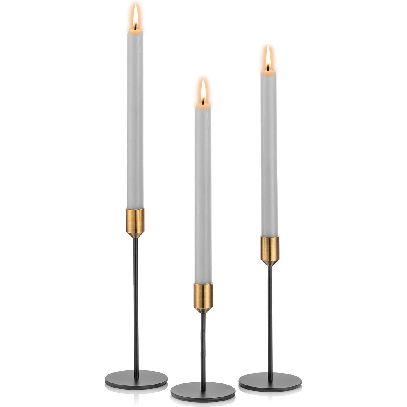 Candle holder set of 3 tall candle holders of different sizes for pillar candles Metal Vintage Modern Deco table decoration