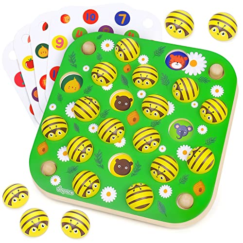 Memory game wooden puzzle for children, bee garden patterns, wooden toy motor skills toy educational toy