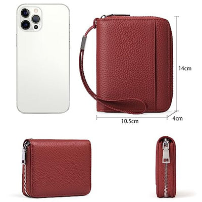 Leather wallet protective credit card holder, wallet with zipper, organ-style wallet, business card holder with many compartments