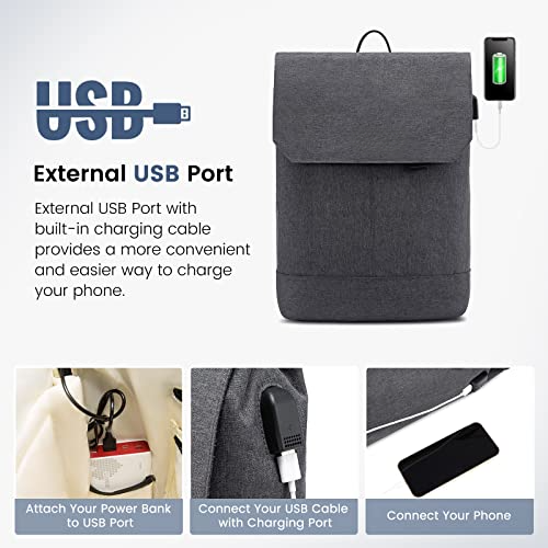 Sac à dos pour ordinateur portable, sac à dos d'école pour adolescent de 15,6 pouces avec port de chargement USB et compartiment pour ordinateur portable, sac à dos de voyage antivol