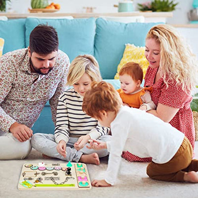 Busy Board | Aktivitätsbrett für Kinder - sensorisches Holzspielzeug für Kinder - Lernspielzeug für Kinder zur Entwicklung der Feinmotorik