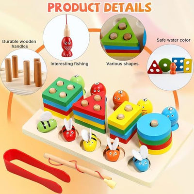 3-in-1 wooden toy, educational toy, peg puzzle, developmental toy