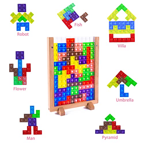 3D transparent brain toy, Tetris game puzzle set, intelligence colorful blocks brain toy