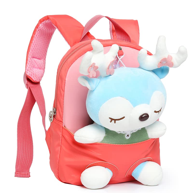 Kleiner Kinderrucksack,Abnehmbarer Plüschpuppen-Kindergartenrucksack