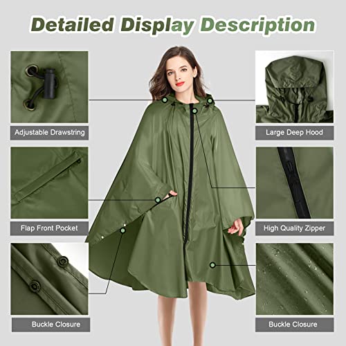 Regenponcho Atmungsaktives Regencape Leichte Regenjacke Regenjacke Regenmantel als Picknickdecke Sonnensegel