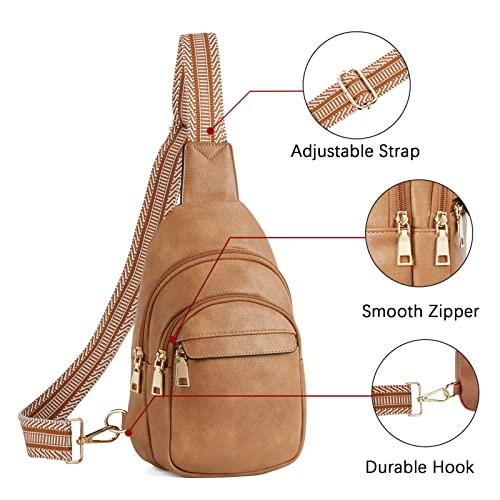 Fanny Pack, Sling Bag Chest Bag Leather Crossbody Bag Small Shoulder Bag Multipurpose Daypack