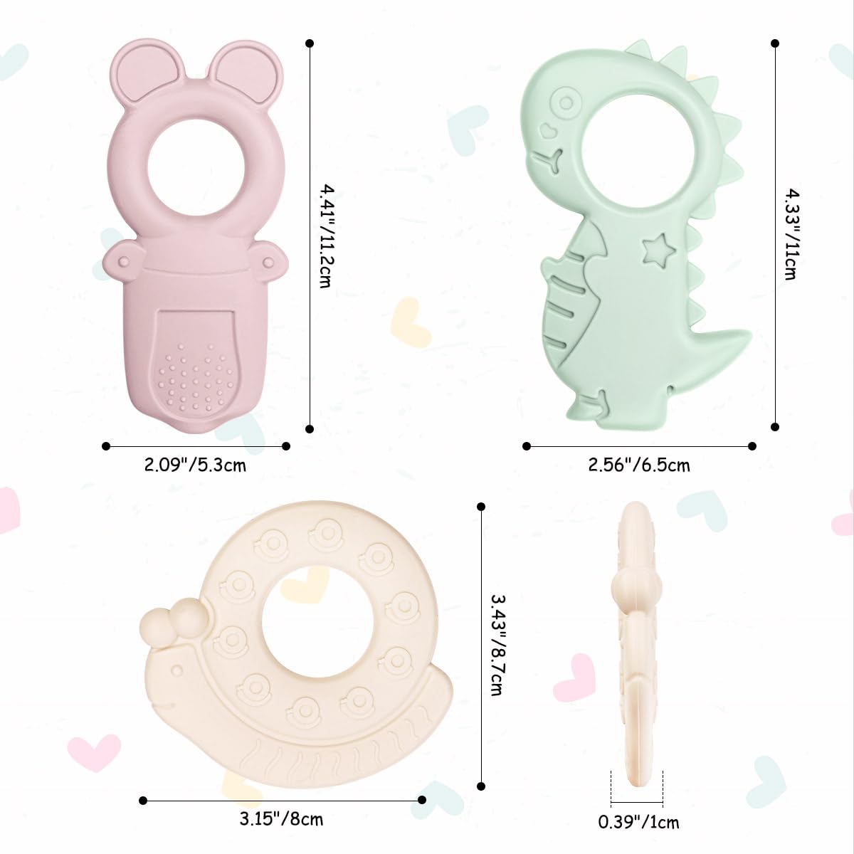 Animaux Anneau de dentition pour bébé, sans BPA Grand anneau de dentition pour bébé