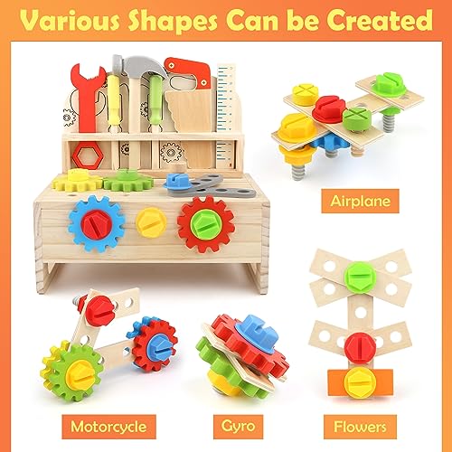 Wooden toy workbench children's toolbox