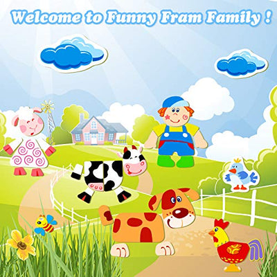 PCS wooden magnetic puzzle, farm pattern games, double-sided wooden puzzle