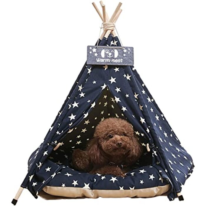 Tentes de luxe pour chiens, grotte pour chiens et maisons pour animaux de compagnie avec oreiller et panneau