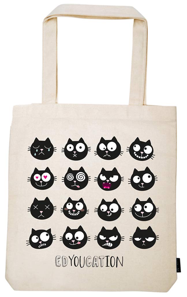 The Cat Shopper | sac fourre-tout en 100% coton | sac à bandoulière pour le shopping
