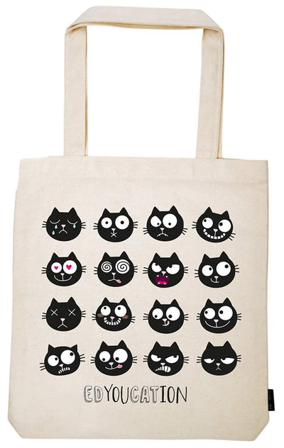 The Cat Shopper | sac fourre-tout en 100% coton | sac à bandoulière pour le shopping