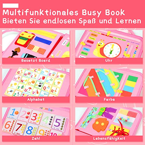 Busy Board Activity Board Baby Quiet Book Autism Educational Travel Toy Preschool Learning Life Sensory Board for Fine Motor Skills