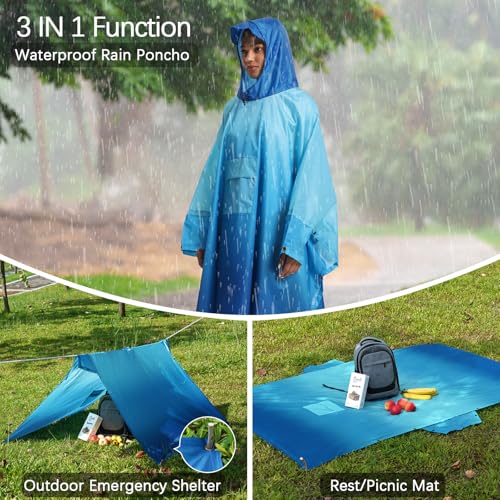 Rain cape Raincoat Rain jacket Waterproof Hiking Cycling Outdoor 3in1 Multipurpose