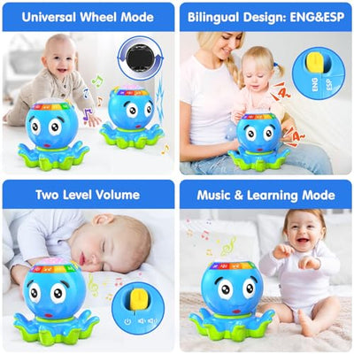 Octopus crawling baby toy with light & music children's toy