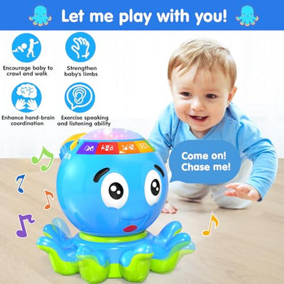 Octopus crawling baby toy with light & music children's toy