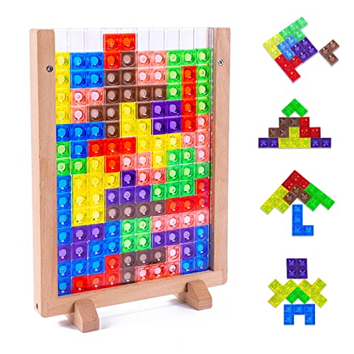 3D transparent brain toy, Tetris game puzzle set, intelligence colorful blocks brain toy