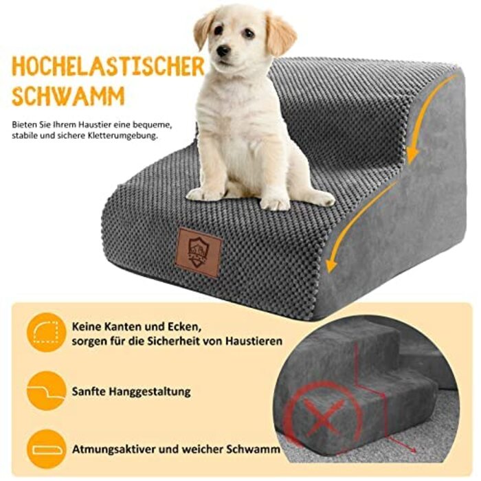 Waterproof Dog Stairs 2 Steps,Washable Ladder Dog Stairs for Small Dogs and Cats, Removable Pet Stairs Portable Cat Stairs for Sofa Bed