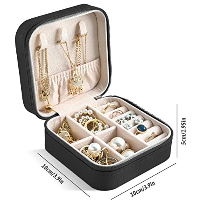 Schmuckkästchen Reise, Schmuckbox Klein für Ringe Ohrringe mit Spiegel Jewelry Box