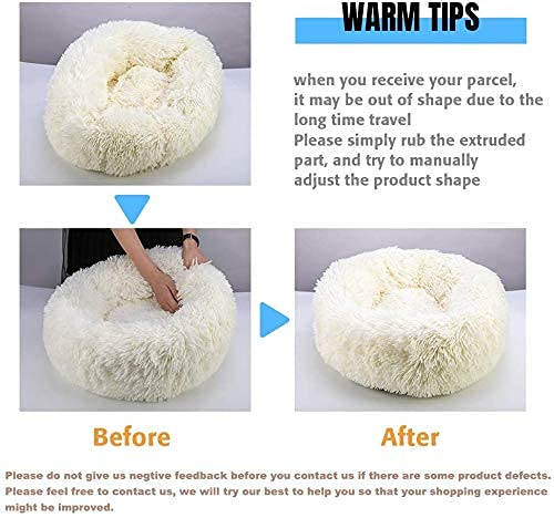 Lit pour chat Lit pour chien Fluffy Round - Donut Cuddly Cat Cushion Cat Basket Washable
