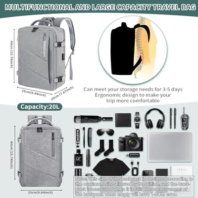 Hand Luggage Backpack Laptop Waterproof, Travel Backpack Hand Luggage Airplane Large, With USB Port