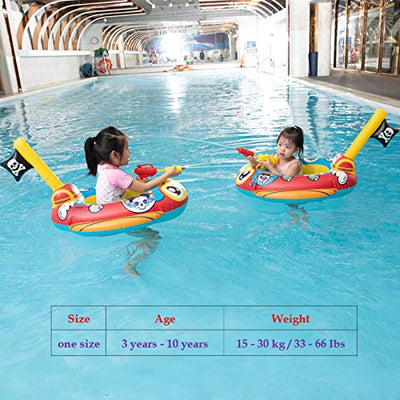 Children's swimming ring with water pistol, inflatable pirate boat