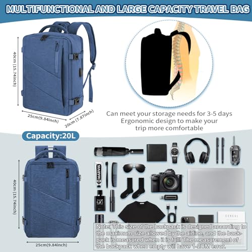 Handgepäck Rucksack Laptop wasserdicht, Reise-Rucksack Handgepäck Flugzeug groß, mit USB-Anschluss