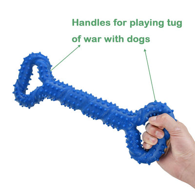 Jouet pour chien robuste en forme d'os à mâcher en caoutchouc dur avec un design convexe