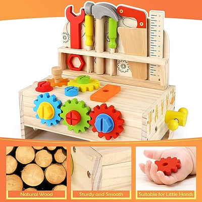 Wooden toy workbench children's toolbox