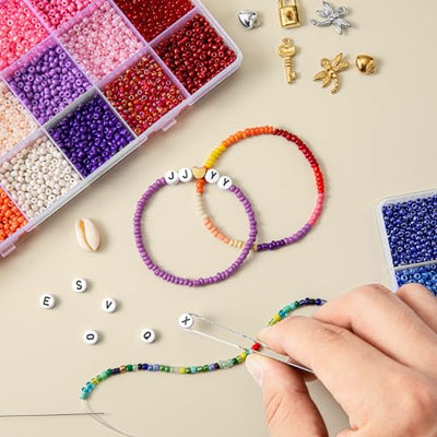 7000 pieces Colorful glass beads set, DIY beads for threading with letter beads for gift ideas