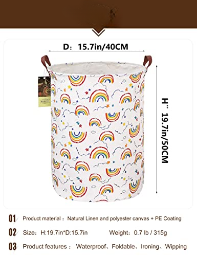 Laundry Hamper,Large Canvas Fabric Lightweight Storage Basket Toy Organizer Dirty Clothes Collapsible Waterproof